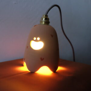 Michel lampe - orange poudré à cœurs